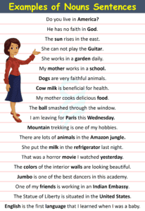 100 Examples of Nouns Sentences in English | Nouns Sentences • Englishilm