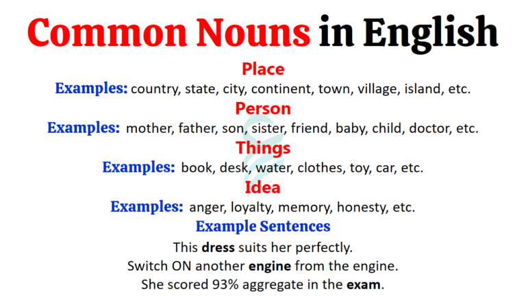 Common Nouns Definition, Rules, and Examples in English