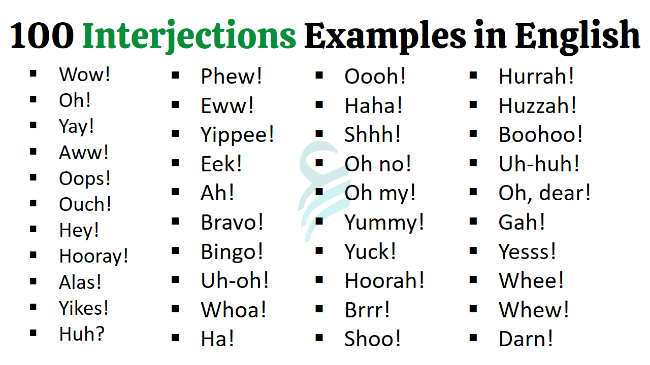 100 Examples of Interjection Words | Emotions and Reactions