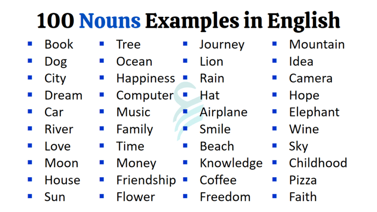 100 Examples of Nouns in English - A Comprehensive Guide