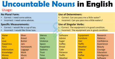 Uncountable Nouns Definition, Rules, Usage, and Examples