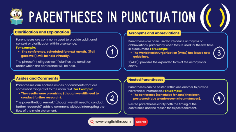 Parentheses in Punctuation Uses, Rules, with Examples in English