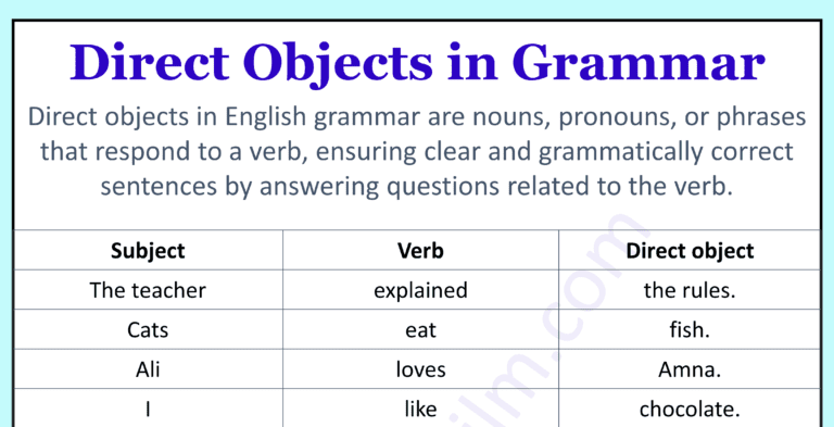 Direct Objects in English Grammar with Helpful Examples