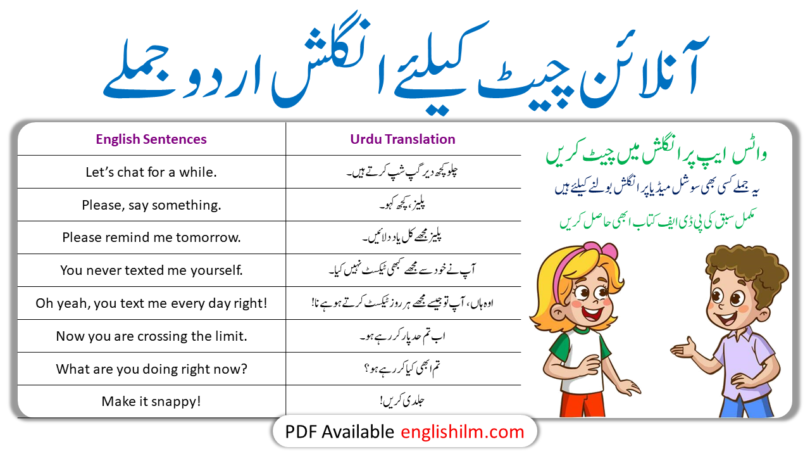 Online Chatting Sentences with Urdu or Hindi Translation