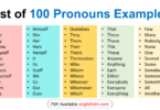 100 Basic Pronouns Examples in English