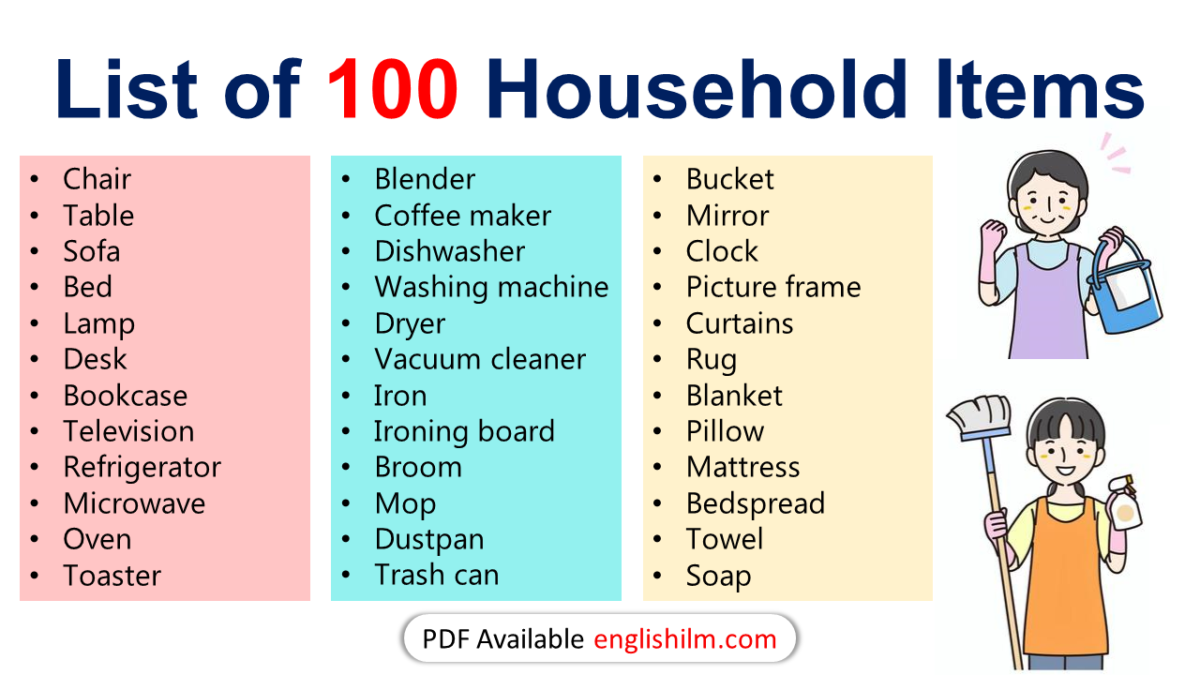 24 Items Example Examples Of Household Items