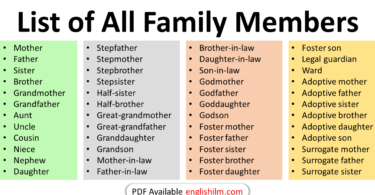 Family Members in English | English Vocabulary Related to Family