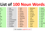 100 Commonly Used Noun Words in English