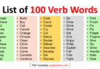 100 Basic Verbs List in English | Examples of Verb