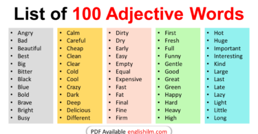 100 Basic Adjective Examples in English | Adjective Words