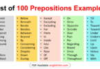 100 Basic Preposition Words in English | Prepositions Examples