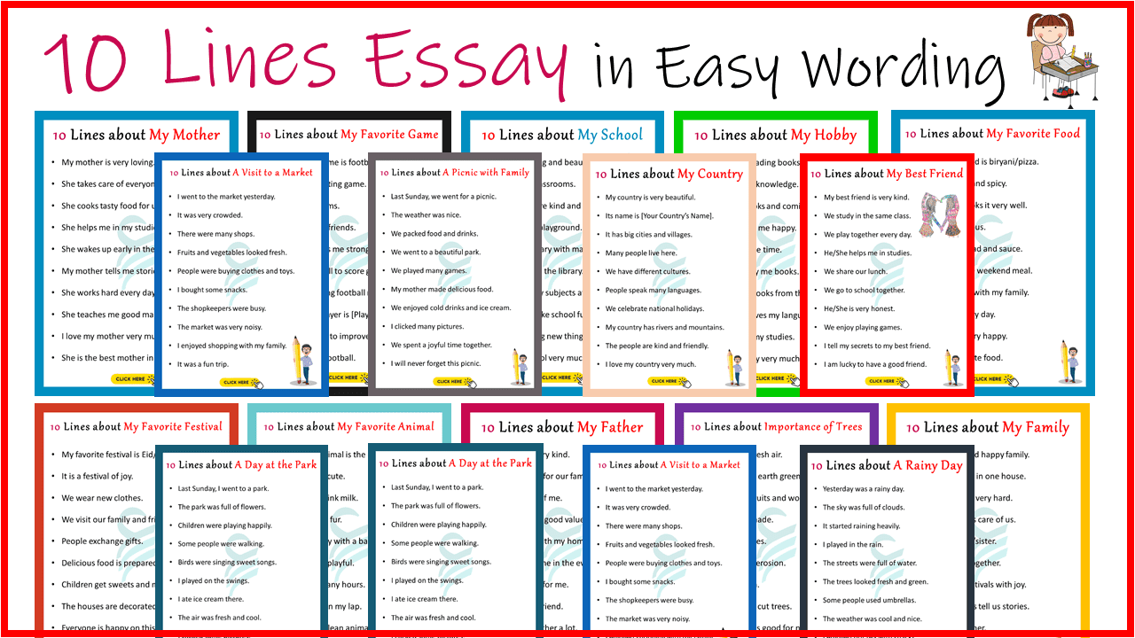 10 Lines Essay about 20 Topics in English