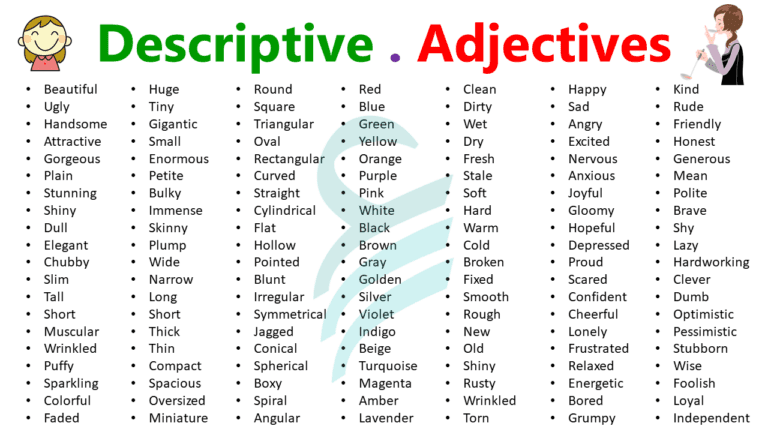 Types of Descriptive Adjectives With Examples