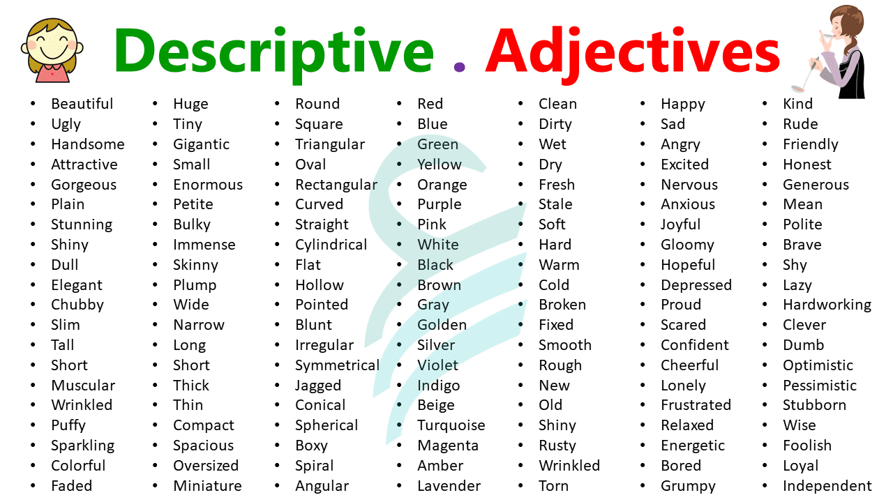 Types of Descriptive Adjectives With Examples