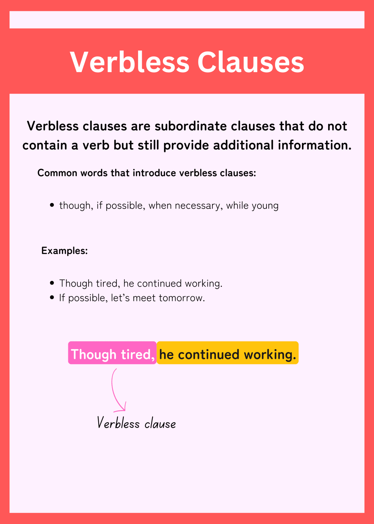 Verbless Sentences Examples Subordinate Clauses Definitions, Types, and Examples • Englishilm