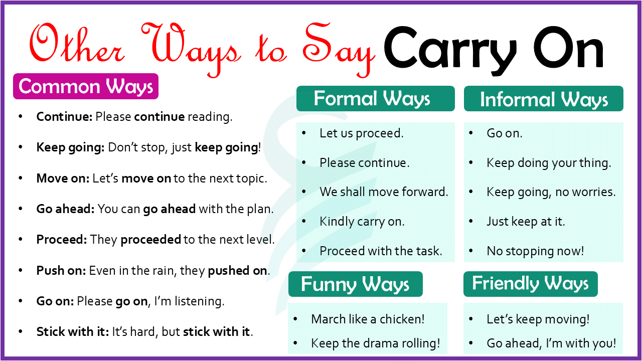 Other Ways to Say Carry On