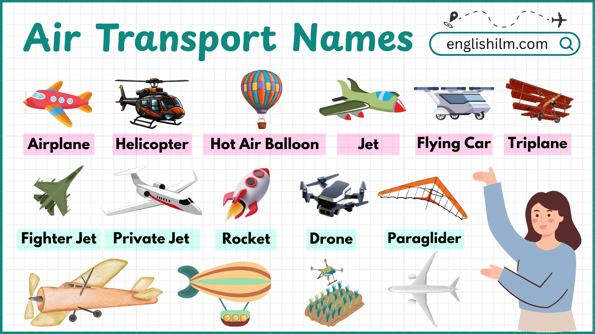 List of Air Transport Names in English with Pictures