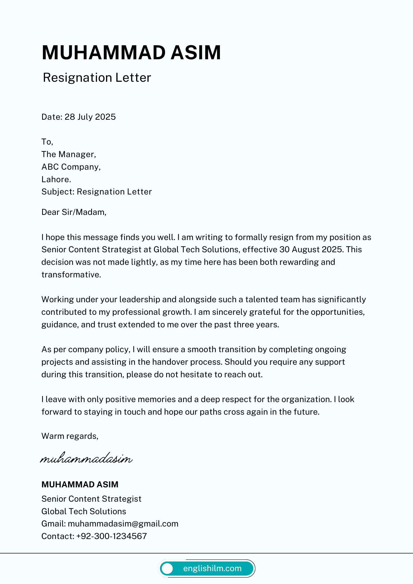 Resignation Letter Examples and Format