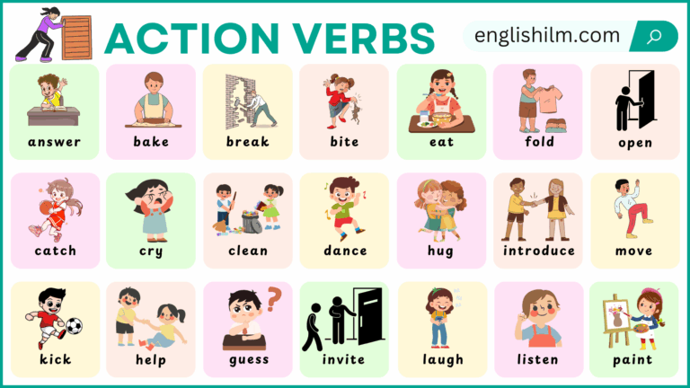 Action Verbs in English with Their Pictures