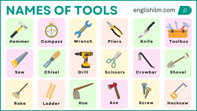 Tools Names in English with Their Pictures